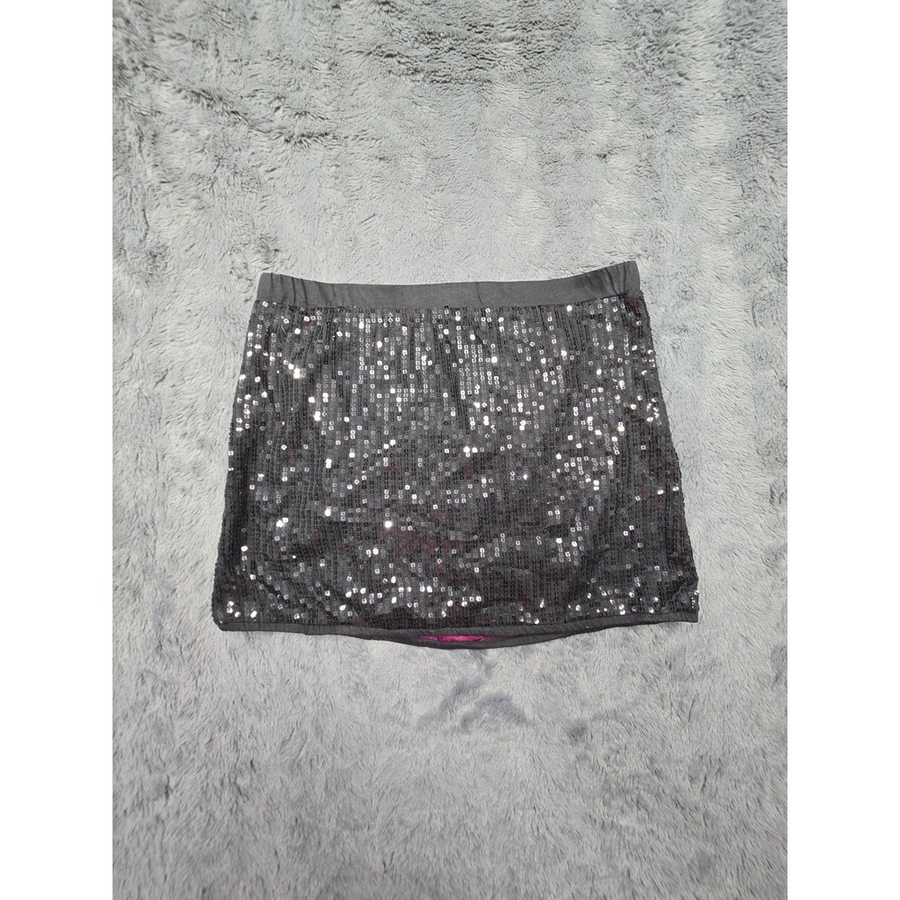 Armani Exchange Womens Black Sequined Mini Skirt Magenta Mesh Lining Size M